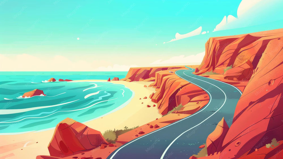Coast road in the sun