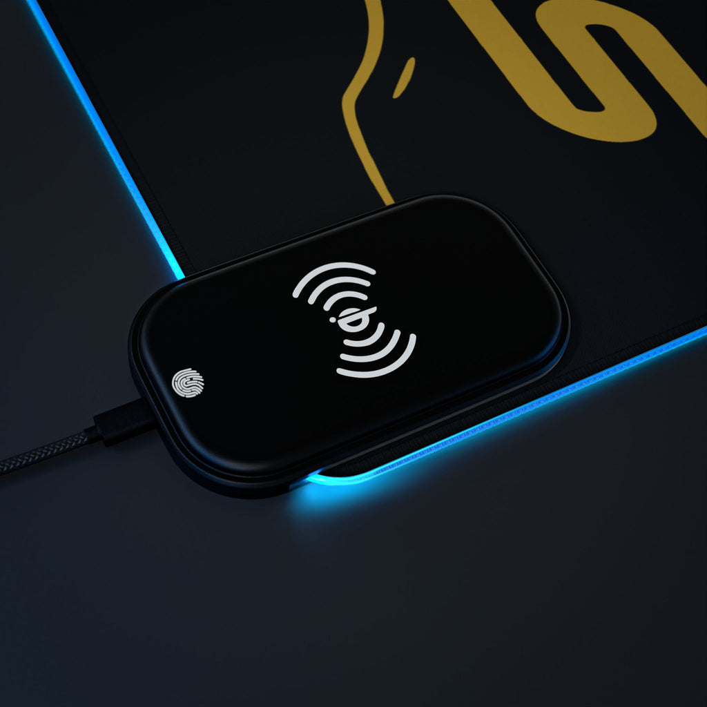 Street Triple 765 RS Cosmic Yellow — RGB Wireless Charging Desk Mat