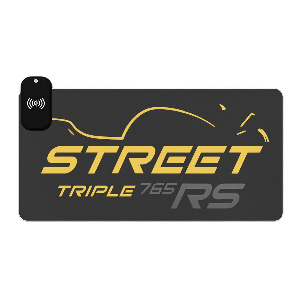 Street Triple 765 RS Cosmic Yellow — RGB Wireless Charging Desk Mat