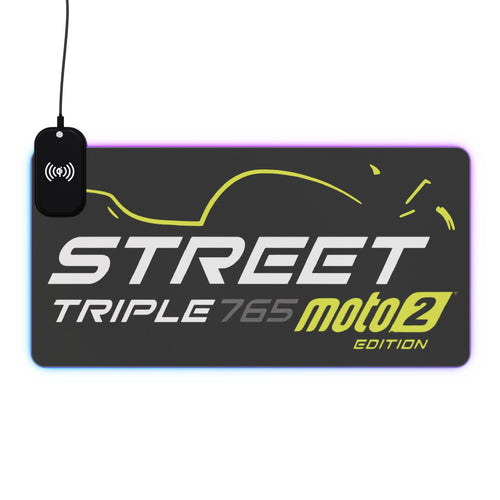 Street Triple 765 Moto2 Edition — RGB Wireless Charging Desk Mat