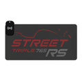 Street Triple 765 RS Carnival Red — RGB Wireless Charging Desk Mat