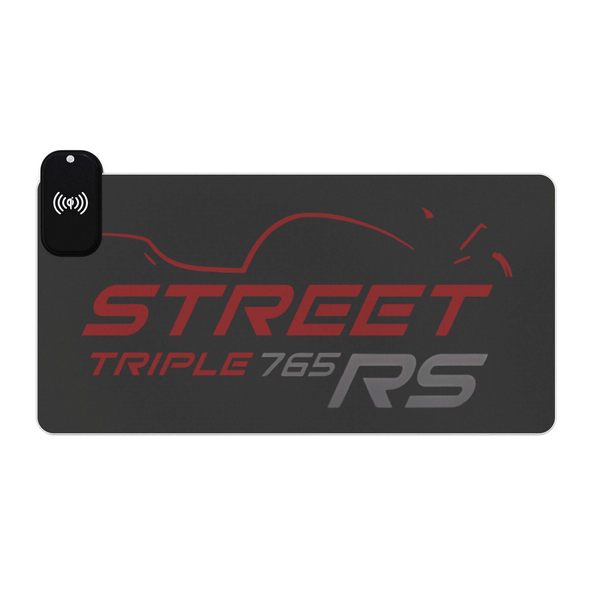 Street Triple 765 RS Carnival Red — RGB Wireless Charging Desk Mat